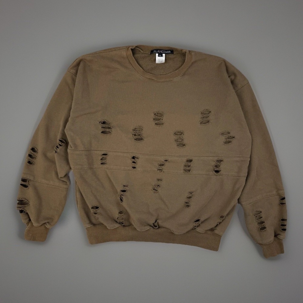 Ellandemm Brown Distressed Sweatshirt XL Oversized Grunge Streetwear